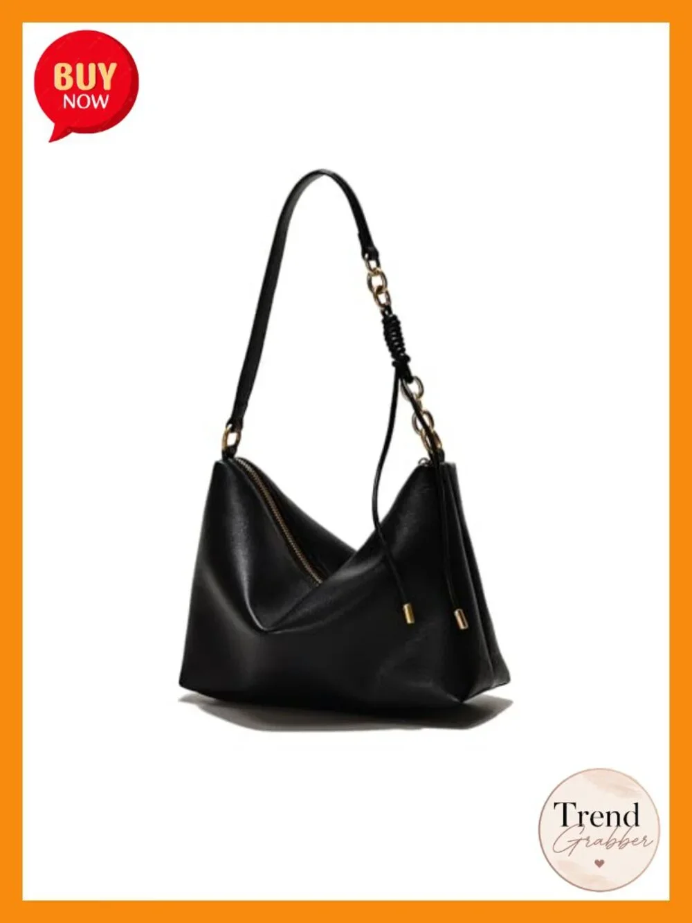 Soft Vegan Leather Hobo Shoulder Bag with Chain Strap
